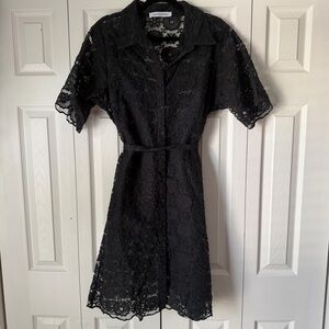 Unfashional Lace Floral Black Dress